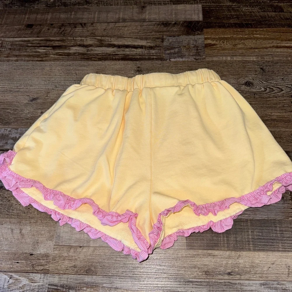 Peach Love California Ruffle Lounge Skort Yellow Pink Gingham Coquette Small